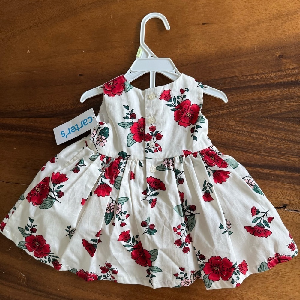 NWT Carter's Floral White and Red Holiday Christmas Dress size 3M - Picture 5 of 5